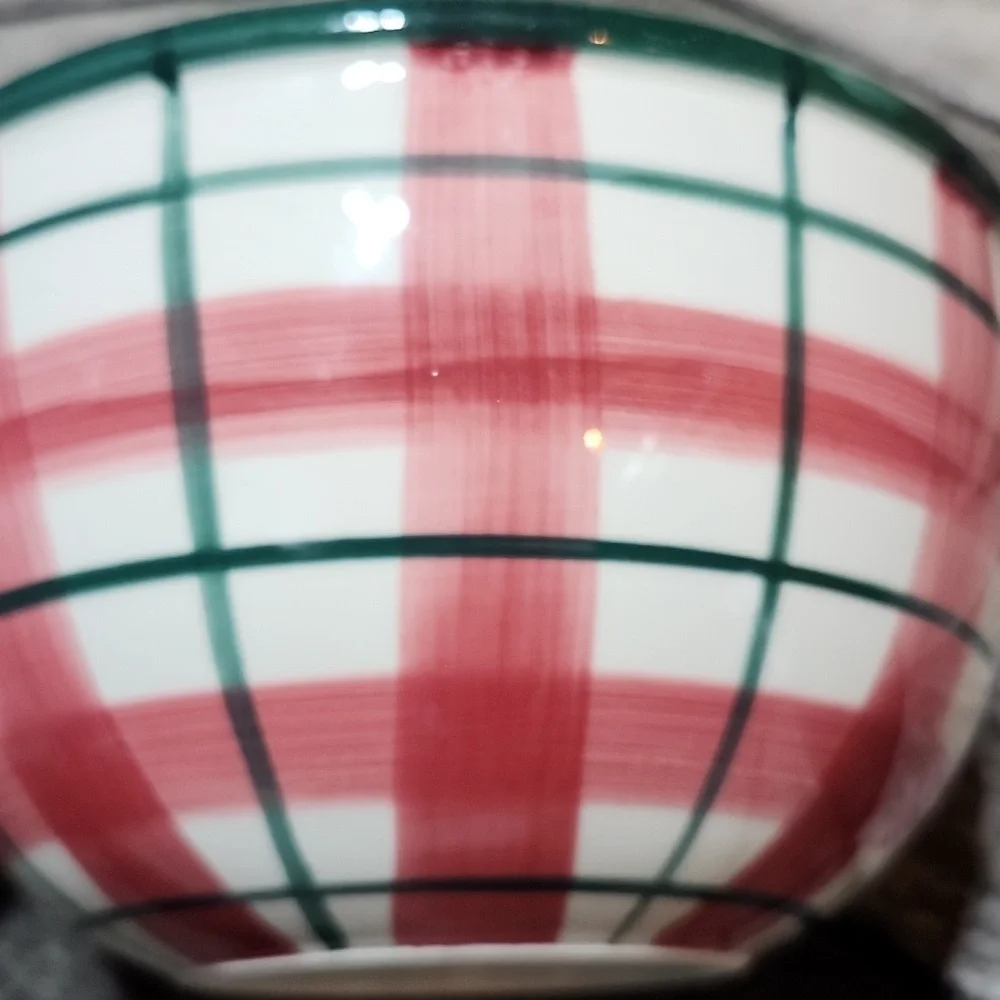 VINTAGE HTF BATH & BODY WORKS 90'S PLAID MADE-IN-ITALY DECORATIVE BOWL